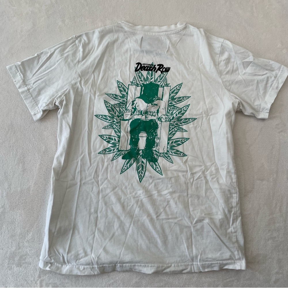 Death Row Records x Shoe Palace T-Shirt Mens Sz M White Green Leaf Urban Y2K - Picture 3 of 8